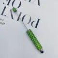Elegant green rhinestone DIY beaded stylus pen designed for dual-purpose touch screen use - 1.0mm Bullet Tip / Dark Green