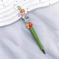 Christmas themed beaded ballpoint pen featuring green barrel and gingerbread man beads - Pearlescent Dark Green-Gingerbread (Zhishi Culture Christmas Magic Wand) / 1.0mm Bullet Tip