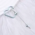 Light blue electroplated heart carabiner keychain with decorative heart bead charms - Light Blue Zircon