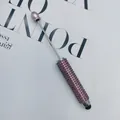 Premium luxury purple rhinestone studded stylus pen for touchscreens with 2-in-1 design - 1.0mm Bullet Tip / Pink