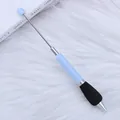 Beadable ballpoint pen with soft black sponge grip in macaron blue for DIY jewelry crafts - Aqua Blue