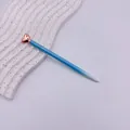 Elegant blue gradient metal ballpoint pen with a rose gold heart top on white base - Gradient Dark Blue