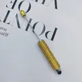 DIY beadable stylus pen with full gold rhinestone barrel for capacitive touch screens - 1.0mm Bullet Tip / Amber Yellow