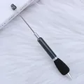 DIY beadable ballpoint pen with soft sponge grip in dark gray and silver finish - Glazed Grey
