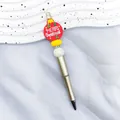 Christmas beaded ballpoint pen with Merry Christmas ornament and gold metallic barrel - Festive Ball Style (5-Gold Barrel)