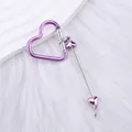 Purple electroplated heart-shaped carabiner keychain with metallic heart bead charms for bags - Light Purple