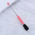 Macaron pink beadable ballpoint pen with black sponge grip for DIY handmade crafts - Barbie Pink