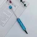 DIY Kugelschreiber mit strasssteinen in blau mit glitzernden kristallperlen - Hellblau