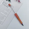 Elegante bolígrafo DIY rojo cubierto de pedrería AB para manualidades con cuentas - Punta de Bala de 1,0 mm / Rojo Fluorescente