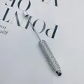 Iridescent rhinestone stylus pen with silver finish for touch screens and writing use - 1.0mm Bullet Tip / Pearl White