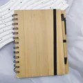 Detail of eco-friendly bamboo cover notebook with elastic band and matching pen - Notebook Set (With Pen) / With Gift Pen / Natural Bamboo Color