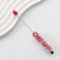 Pink crystal and pearl touchscreen beading pen with stylish red metal cap finish - Bean Paste Pink