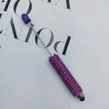 Stylish DIY full rhinestone stylus pen featuring a purple crystal grip for touchscreens - 1.0mm Bullet Tip / Candy Purple