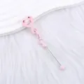 Mignon breloque paille en silicone en forme de cœur rose avec visage souriant - Rose