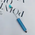 Elegant DIY beadable stylus pen featuring sparkling blue rhinestones and dual-purpose tip - 1.0mm Bullet Tip / Candy Light Blue