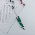 Bolígrafo de cuentas navideñas verdes con dijes de Papá Noel, ideal para regalos DIY y fiestas - Punta de Bala (1.0mm) / Verde