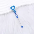 Charme de sourire de cœur en silicone bleu avec tige en métal pour paille de décoration - Bleu