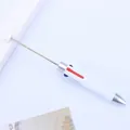 Bolígrafo multicolor para cuentas DIY en blanco con elegantes detalles metálicos plateados - Blanco