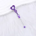 Pendentif cœur en silicone violet avec smiley pour porte-clés et déco de paille DIY - Violet
