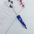 Bolígrafo creativo de cuentas azules hecho a mano con adornos de Navidad y muñeco - Punta de Bala (1.0mm) / Azul
