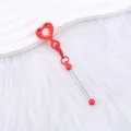 Breloque paille cœur rouge DIY avec tige métal pour décoration perles silicone 8-10mm. - Rouge
