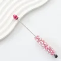Eleganter rosa Perlen-Stylus-Stift mit weißen Perlen und funkelnden rosa Kristallen - 6-Perlmutt-Rosérot