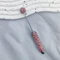 Handcrafted DIY touch screen stylus pen decorated with pearls and iridescent rhinestones. - 1 Piece / Red