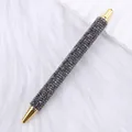 Elegant luxurious grey rhinestone encrusted ballpoint pen with gold metallic tips - Bright Black (Gold Accents)