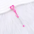 Pendentif coeur rose en silicone pour décoration de paille DIY avec tige en métal - Rose rouge