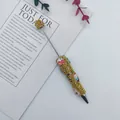 Bolígrafo de cuentas doradas DIY de lujo decorado con adornos navideños festivos para regalos - Punta de Bala (1.0mm) / Dorado