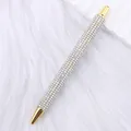 Elegant sparkling silver rhinestone ballpoint pen with gold metal accents for gift stationery - AB Rainbow (Gold Accents)