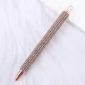 Elegant rose gold retractable ballpoint pen fully covered in sparkling luxury rhinestones - Crystal Yellow (Rose Gold Accents)