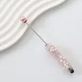 Eleganter rosafarbener Perlen- und Kristall-Stylus-Kugelschreiber für Touchscreens - 11-Rosa