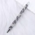 Luxurious silver rhinestone retractable ballpoint pen with shimmering crystal body - Leopard (Silver Accents)