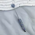 Handgefertigter DIY Touchscreen Stylus Stift mit blauen Perlen und schillernden Strasssteinen - 1 Stück / Dunkelblau