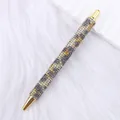 Elegant rhinestone-encrusted retractable ballpoint pen with gold accents for office gift. - Leopard (Gold Accents)