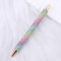 Elegant rainbow rhinestone retractable ballpoint pen with rose gold metal accents - Rainbow (Rose Gold Accents)