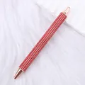 Elegant red rhinestone studded retractable ballpoint pen with rose gold accents - Red (Rose Gold Accents)