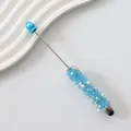 Blauer Perlen-Stylus-Stift mit eleganten weißen Perlen und Schreibfunktion - 15-Saphirblau