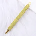 Elegant ballpoint pen wrapped in yellow sparkling crystals with gold-plated metal accents - Lemon Yellow (Gold Accents)
