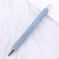 Elegant light blue rhinestone encrusted ballpoint pen with sleek click-to-open design - Light Blue (Silver Accents)