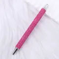 Sparkly pink rhinestone-covered ballpoint pen, elegant office stationery and gift item - Rose Red (Silver Accents)