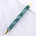 Teal rhinestone ballpoint pen with luxury gold trim elegant stationery gift - Peacock Blue (Gold Accents)