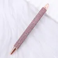 Elegant retractable ballpoint pen covered in pink rhinestones and rose gold trim - Violet (Rose Gold Accents)