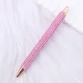 Elegant pink rhinestone ballpoint pen with a rose gold trim and no clip design - Light Pink (Rose Gold Accents)