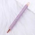 Elegant purple rhinestone ballpoint pen with rose gold accents and click mechanism - Light Purple (Rose Gold Trim)