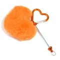 Fluffy orange heart-shaped faux fur keychain pendant with heart-shaped carabiner hook - Orange