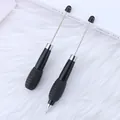 Dos bolígrafos negros profesionales para cuentas DIY con varilla metálica retráctil - Punta de bala 1,0 mm / Negro