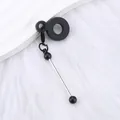 Black silicone straw charm DIY bead attachment with silver metal rod and beads - Black