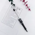 Elegant black ballpoint pen decorated with white pearls and sparkling black crystals - Noble Black